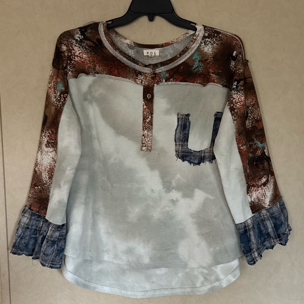 POL Women's Brown and Blue Blouse